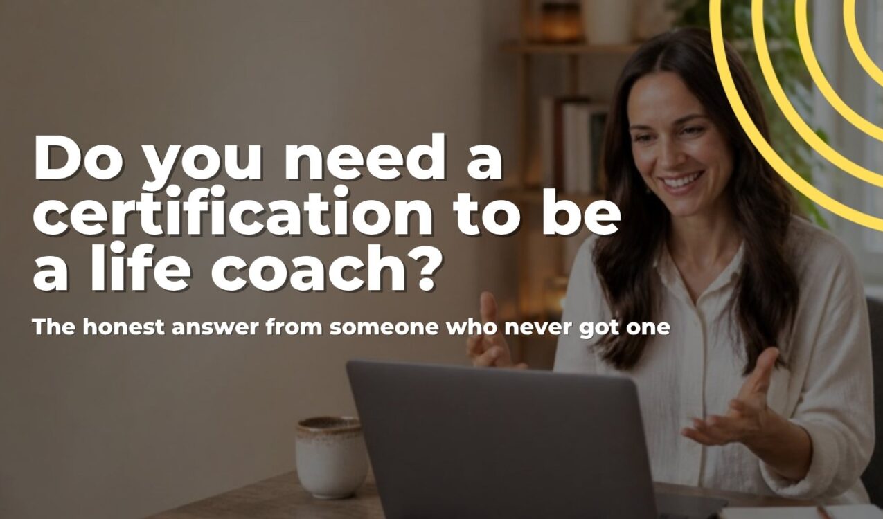 Coach smiling on a video call with a client from her home office